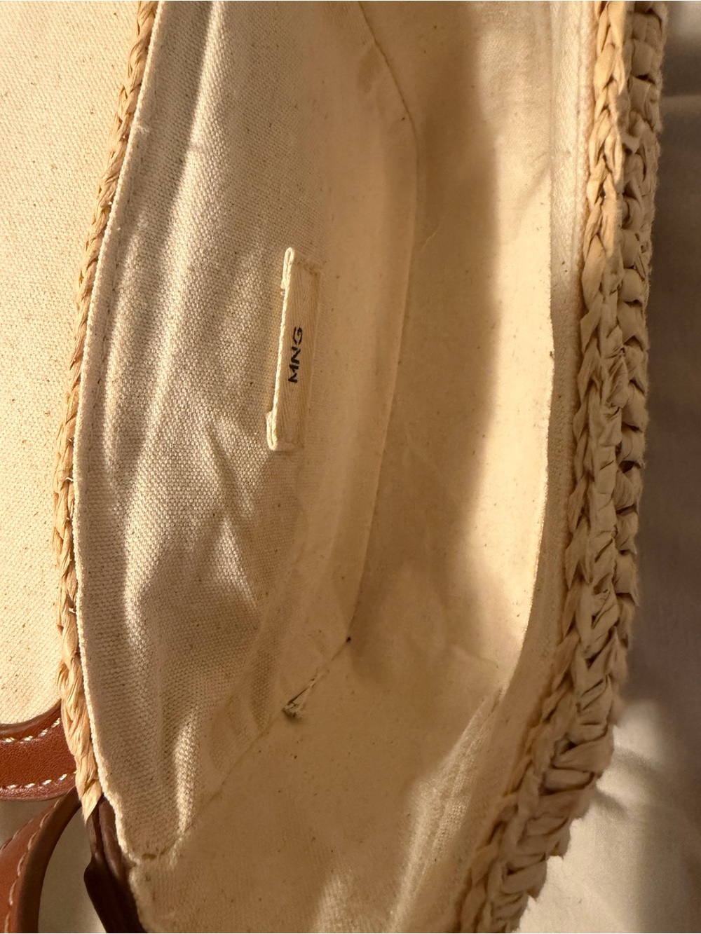 MNG - Mango Woven Straw Crossbody Bag with Brown Leather Details - Picture 7 of 14